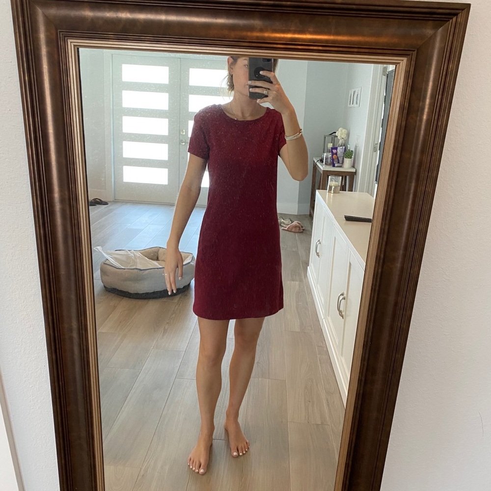 Maroon T-shirt dress